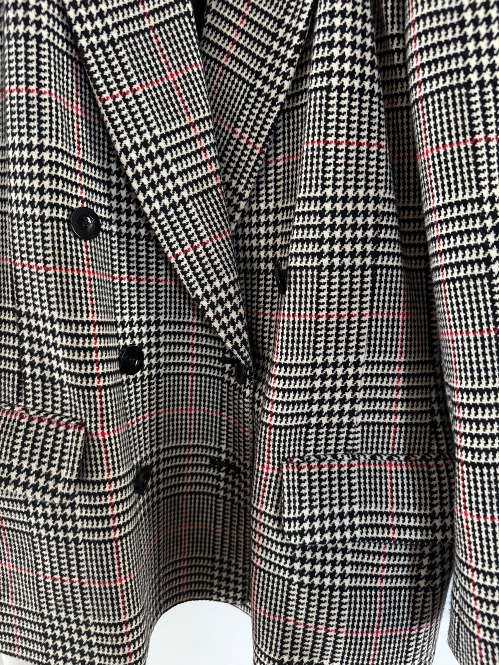 Women's Black & White Cashmere Double-Breasted Coat